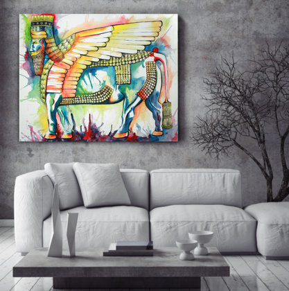 Canvas painting small, mixed colors 30x35cm